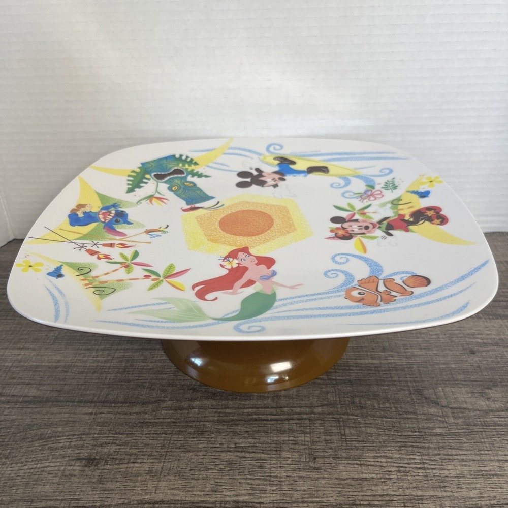 Disney Store Cake Stand Vintage Style Serving Plate Mickey Minnie Ariel Stitch